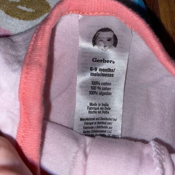 5 For $25 Gerber Pink and Blue Floral Zipper Footies Baby Size 6-9 Months - Picture 3 of 6